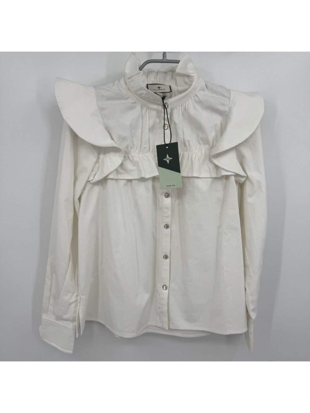 Tuckernuck White Winnie Collared Blouse size XS Women's Snap Front Top NWT